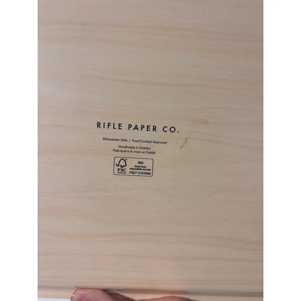 Rifle Paper Co Wildwood Birch Wood Serving Tray Black Floral Handmade Sweden